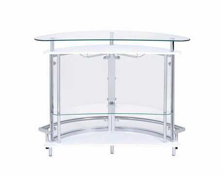 Amarillo 2-Tier Bar Unit White And Chrome - Ella Furniture