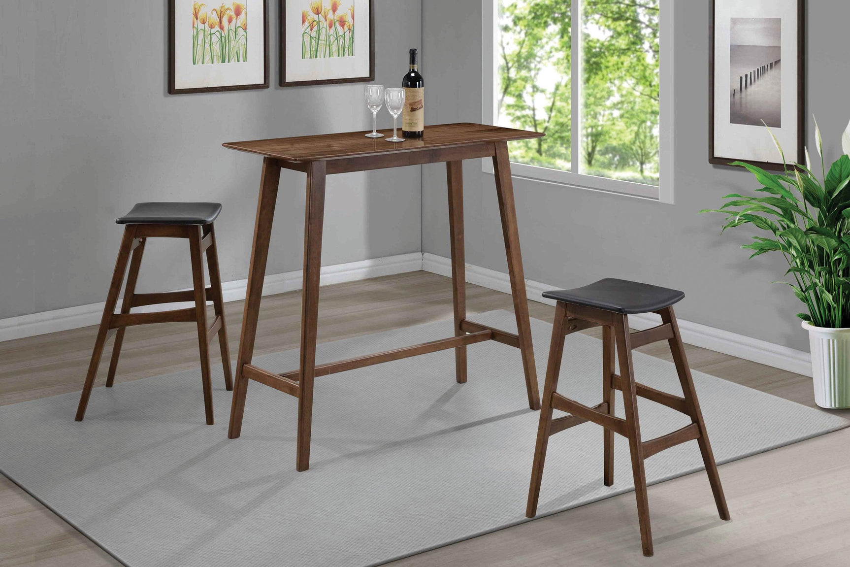 Finnick Rectangular Bar Table Walnut - Ella Furniture