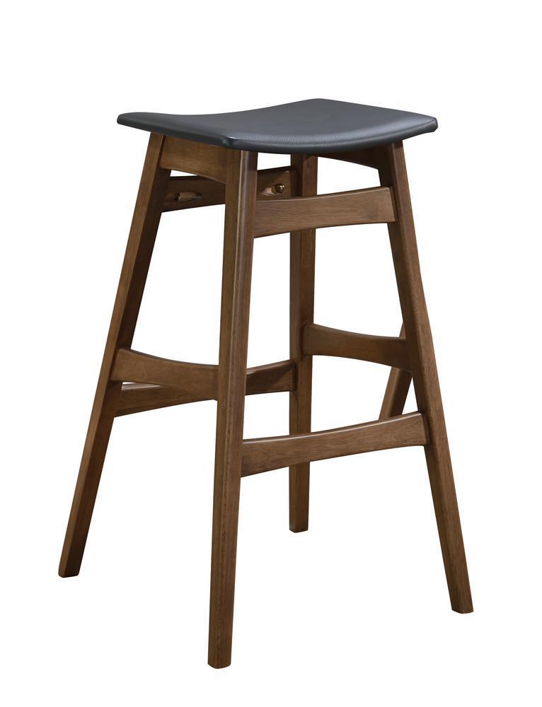 Finnick Tapered Legs Bar Stools Dark Grey And Walnut (Set Of 2) - Ella Furniture