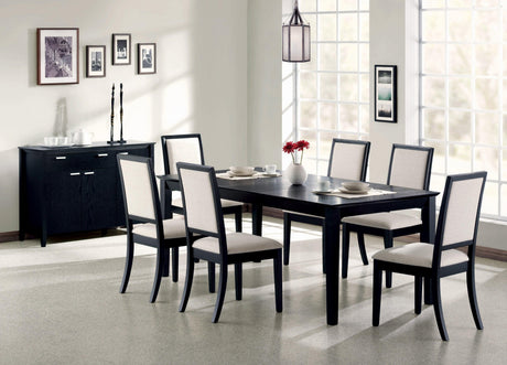 Louise Rectangular Dining Table With Extension Leaf Black - Ella Furniture
