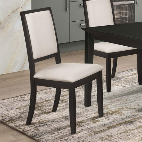 Louise Upholstered Dining Side Chairs Black And Cream (Set Of 2) - Ella Furniture