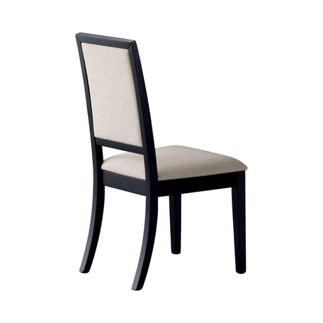 Louise Upholstered Dining Side Chairs Black And Cream (Set Of 2) - Ella Furniture