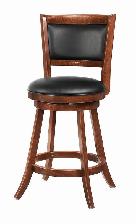 Broxton Upholstered Swivel Counter Height Stools Chestnut And Black (Set Of 2) - Ella Furniture