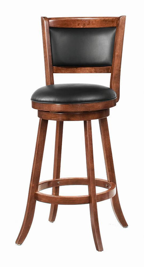 Broxton Upholstered Swivel Bar Stools Chestnut And Black (Set Of 2) - Ella Furniture