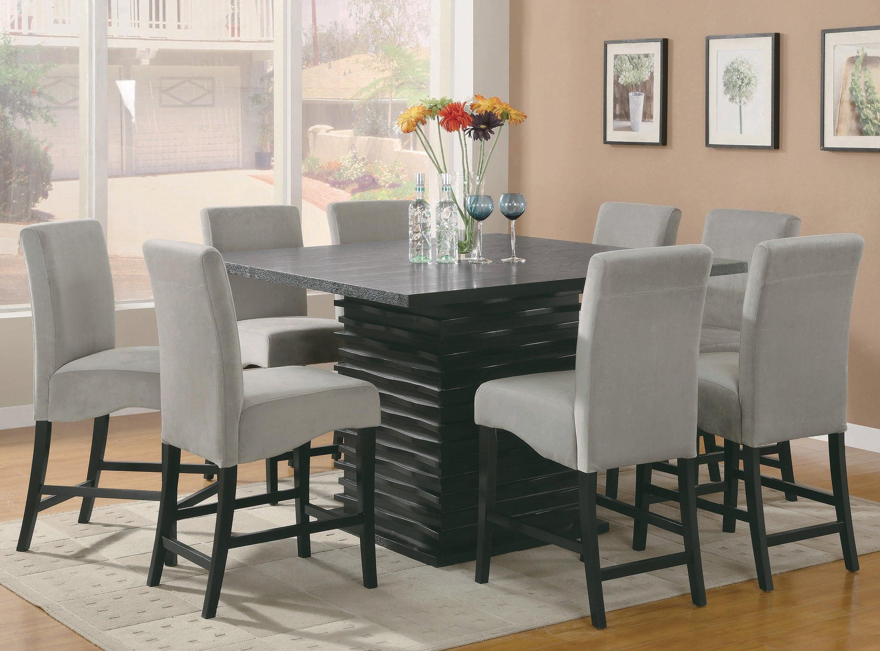 Stanton Rectangle Pedestal Dining Table Black - Ella Furniture