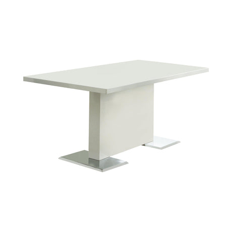 Nameth Glossy White Rectangular Dining Room Set - Ella Furniture