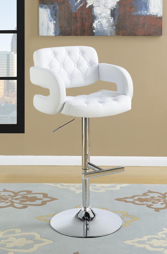 Brandi 29″ Adjustable Height Bar Stool Chrome And White - Ella Furniture