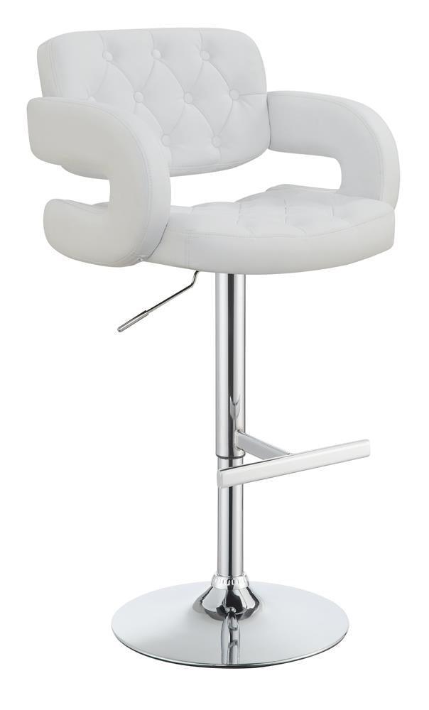 Brandi 29″ Adjustable Height Bar Stool Chrome And White - Ella Furniture