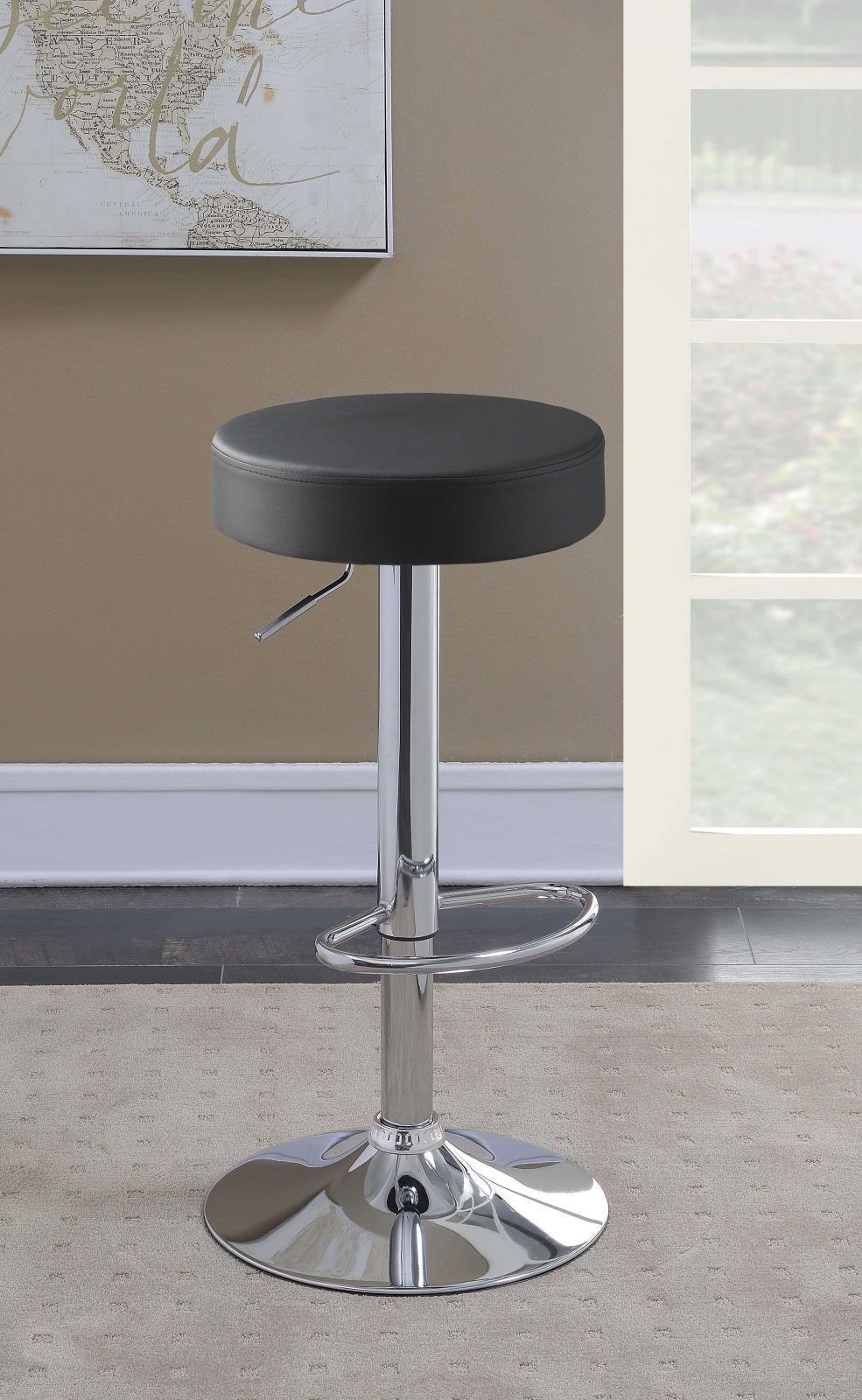 Ramses 29″ Adjustable Bar Stool Chrome And Black - Ella Furniture