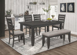 Dalila Rectangular Plank Top Dining Table Dark Grey - Ella Furniture