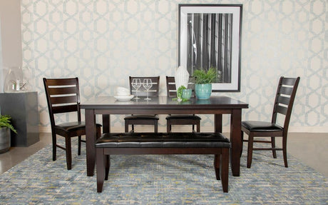 Dalila Tufted Upholstered Dining Bench Cappuccino And Black - Ella Furniture