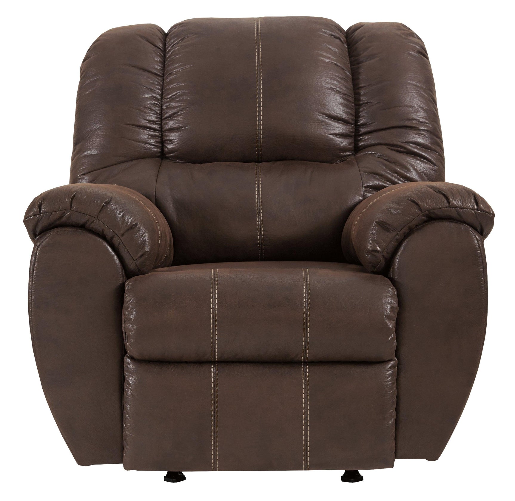 Mcgann Walnut Faux Leather Recliner - Ella Furniture