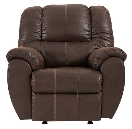 Mcgann Walnut Faux Leather Recliner - Ella Furniture