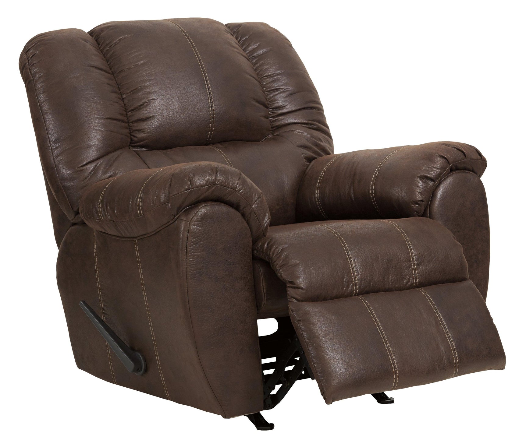 Mcgann Walnut Faux Leather Recliner - Ella Furniture