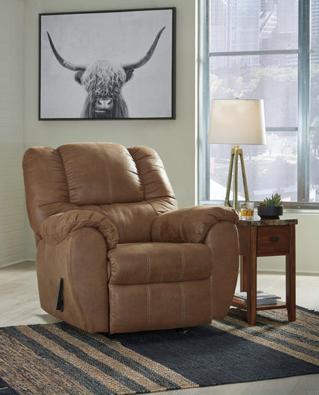 Mcgann Saddle Faux Leather Recliner - Ella Furniture