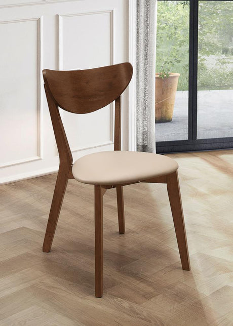 Kersey Dining Side Chairs With Curved Backs Beige And Chestnut (Set Of 2) - Ella Furniture