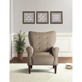 Kyrie Brown Traditional Solid Wood And Plywood Velvet Fabric Upholstered Tufted Accent Chair - Ella Furniture