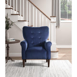 Kyrie Navy Blue Traditional Solid Wood And Plywood Velvet Fabric Upholstered Tufted Accent Chair - Ella Furniture