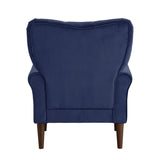 Kyrie Navy Blue Traditional Solid Wood And Plywood Velvet Fabric Upholstered Tufted Accent Chair - Ella Furniture