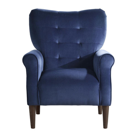 Kyrie Navy Blue Traditional Solid Wood And Plywood Velvet Fabric Upholstered Tufted Accent Chair - Ella Furniture