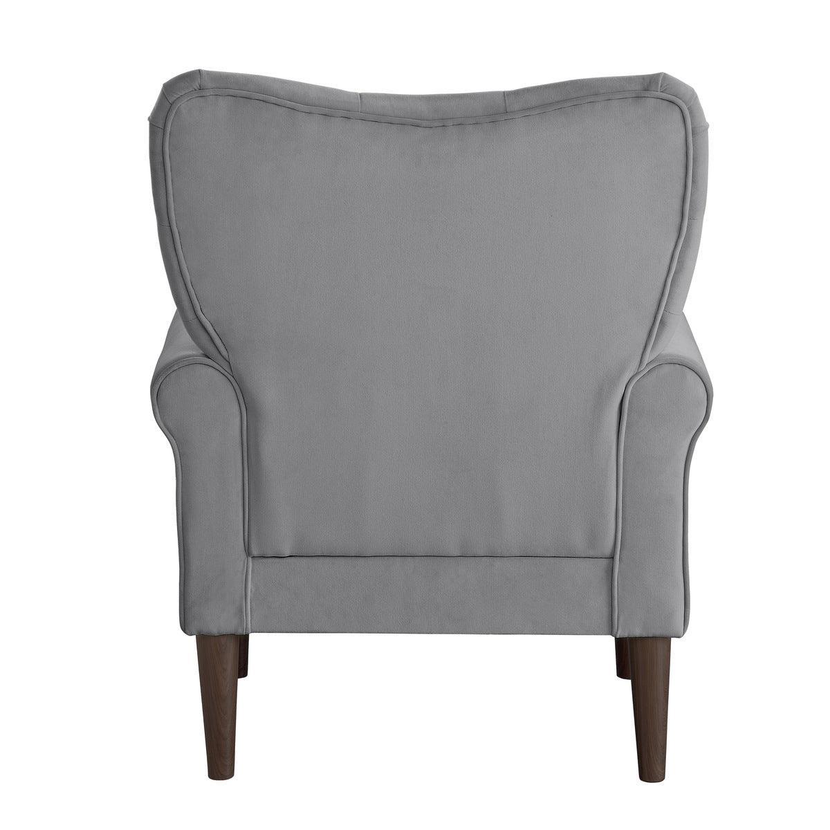 Kyrie Dark Grey Traditional Solid Wood And Plywood Velvet Fabric Upholstered Tufted Accent Chair - Ella Furniture