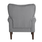Kyrie Dark Grey Traditional Solid Wood And Plywood Velvet Fabric Upholstered Tufted Accent Chair - Ella Furniture