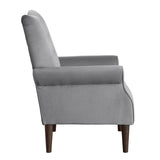 Kyrie Dark Grey Traditional Solid Wood And Plywood Velvet Fabric Upholstered Tufted Accent Chair - Ella Furniture