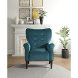 Kyrie Teal Traditional Solid Wood And Plywood Velvet Fabric Upholstered Tufted Accent Chair - Ella Furniture