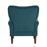 Kyrie Teal Traditional Solid Wood And Plywood Velvet Fabric Upholstered Tufted Accent Chair - Ella Furniture