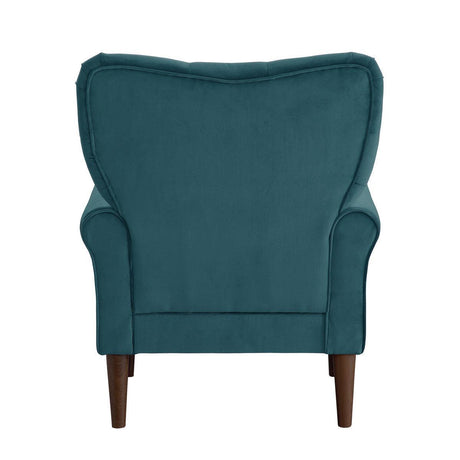 Kyrie Teal Traditional Solid Wood And Plywood Velvet Fabric Upholstered Tufted Accent Chair - Ella Furniture