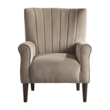 Urielle Brown Traditional Solid Wood And Plywood Velvet Fabric Upholstery Accent Chair - Ella Furniture