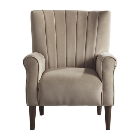 Urielle Brown Traditional Solid Wood And Plywood Velvet Fabric Upholstery Accent Chair - Ella Furniture