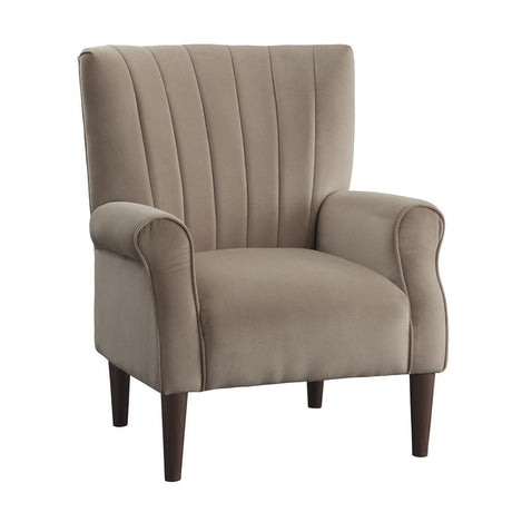 Urielle Brown Traditional Solid Wood And Plywood Velvet Fabric Upholstery Accent Chair - Ella Furniture