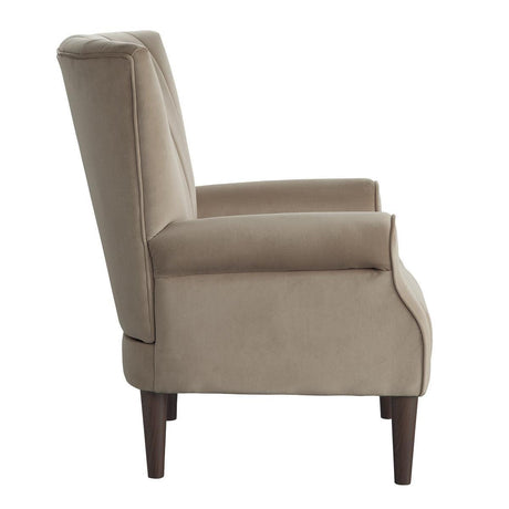 Urielle Brown Traditional Solid Wood And Plywood Velvet Fabric Upholstery Accent Chair - Ella Furniture