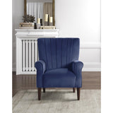 Urielle Navy Blue Traditional Solid Wood And Plywood Velvet Fabric Upholstery Accent Chair - Ella Furniture