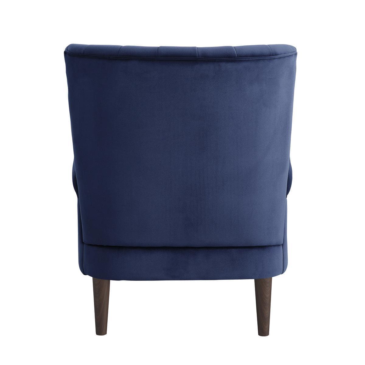 Urielle Navy Blue Traditional Solid Wood And Plywood Velvet Fabric Upholstery Accent Chair - Ella Furniture