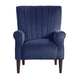 Urielle Navy Blue Traditional Solid Wood And Plywood Velvet Fabric Upholstery Accent Chair - Ella Furniture