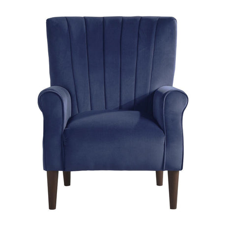 Urielle Navy Blue Traditional Solid Wood And Plywood Velvet Fabric Upholstery Accent Chair - Ella Furniture