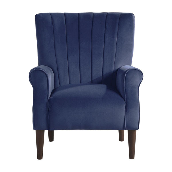 Urielle Navy Blue Traditional Solid Wood And Plywood Velvet Fabric Upholstery Accent Chair - Ella Furniture