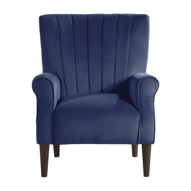 Urielle Navy Blue Traditional Solid Wood And Plywood Velvet Fabric Upholstery Accent Chair - Ella Furniture