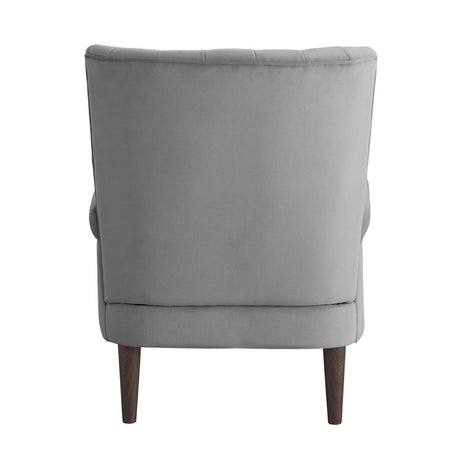 Urielle Dark Gray Traditional Solid Wood And Plywood Velvet Fabric Upholstery Accent Chair - Ella Furniture