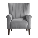 Urielle Dark Gray Traditional Solid Wood And Plywood Velvet Fabric Upholstery Accent Chair - Ella Furniture