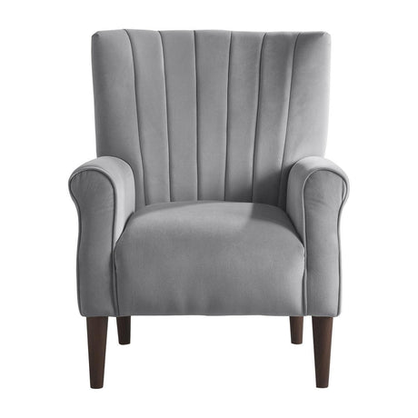 Urielle Dark Gray Traditional Solid Wood And Plywood Velvet Fabric Upholstery Accent Chair - Ella Furniture