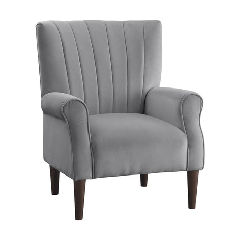Urielle Dark Gray Traditional Solid Wood And Plywood Velvet Fabric Upholstery Accent Chair - Ella Furniture