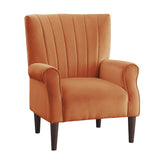 Urielle Orange Traditional Solid Wood And Plywood Velvet Fabric Upholstery Accent Chair - Ella Furniture