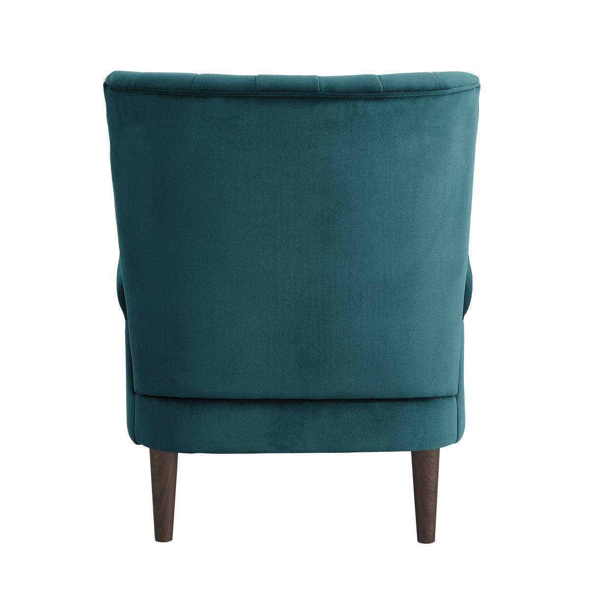 Urielle Teal Traditional Solid Wood And Plywood Velvet Fabric Upholstery Accent Chair - Ella Furniture