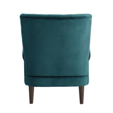 Urielle Teal Traditional Solid Wood And Plywood Velvet Fabric Upholstery Accent Chair - Ella Furniture