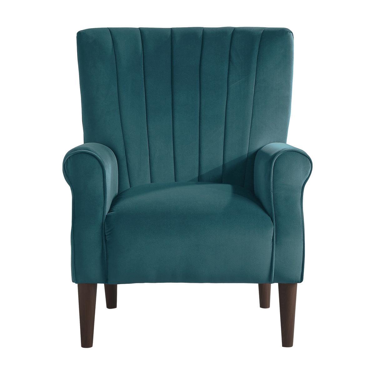Urielle Teal Traditional Solid Wood And Plywood Velvet Fabric Upholstery Accent Chair - Ella Furniture