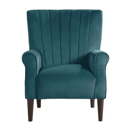 Urielle Teal Traditional Solid Wood And Plywood Velvet Fabric Upholstery Accent Chair - Ella Furniture