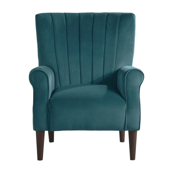 Urielle Teal Traditional Solid Wood And Plywood Velvet Fabric Upholstery Accent Chair - Ella Furniture